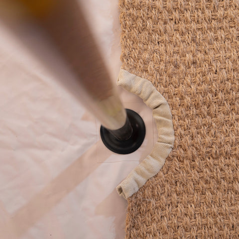 Forme demi-lune tapis pour tente de glamping