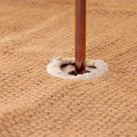 Forme demi-lune tapis pour tente de glamping