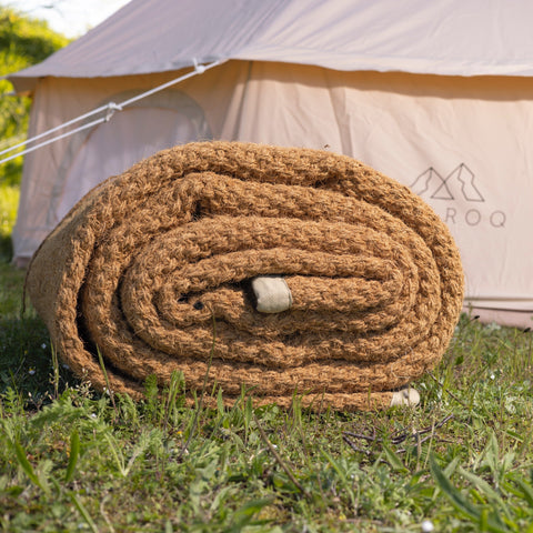 Forme demi-lune tapis pour tente de glamping